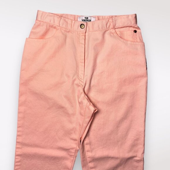 Vintage Hardy Amies Peach High Rise Embroidered Jeans Straight Leg Small - Picture 3 of 11